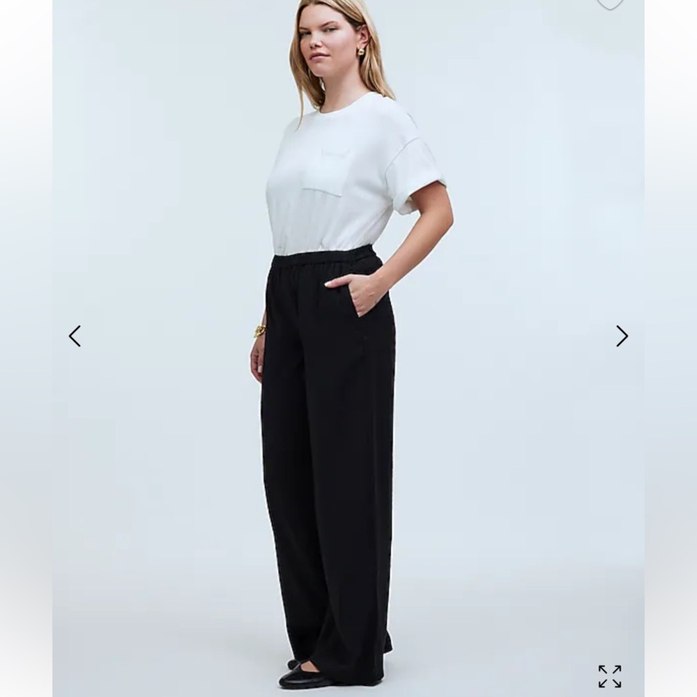 Madewell Pull On Wide Leg Pants Black Size Medium
